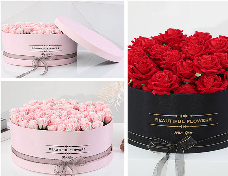 luxury round shaped flower gift packaging box with lid customize round ...